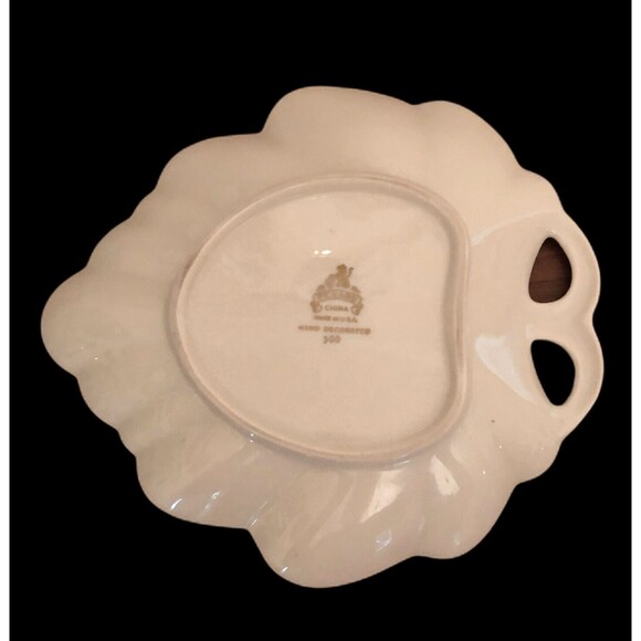 PICKARD China 24K Gold Candy Dish Vintage Rose Daisy Pattern Handle Leaf Trinket - Picture 5 of 7